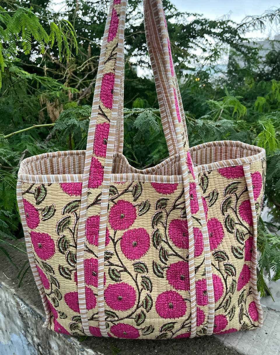 Make-up Bag Floral Printed Cotton Travel Quilted Grocery Bag