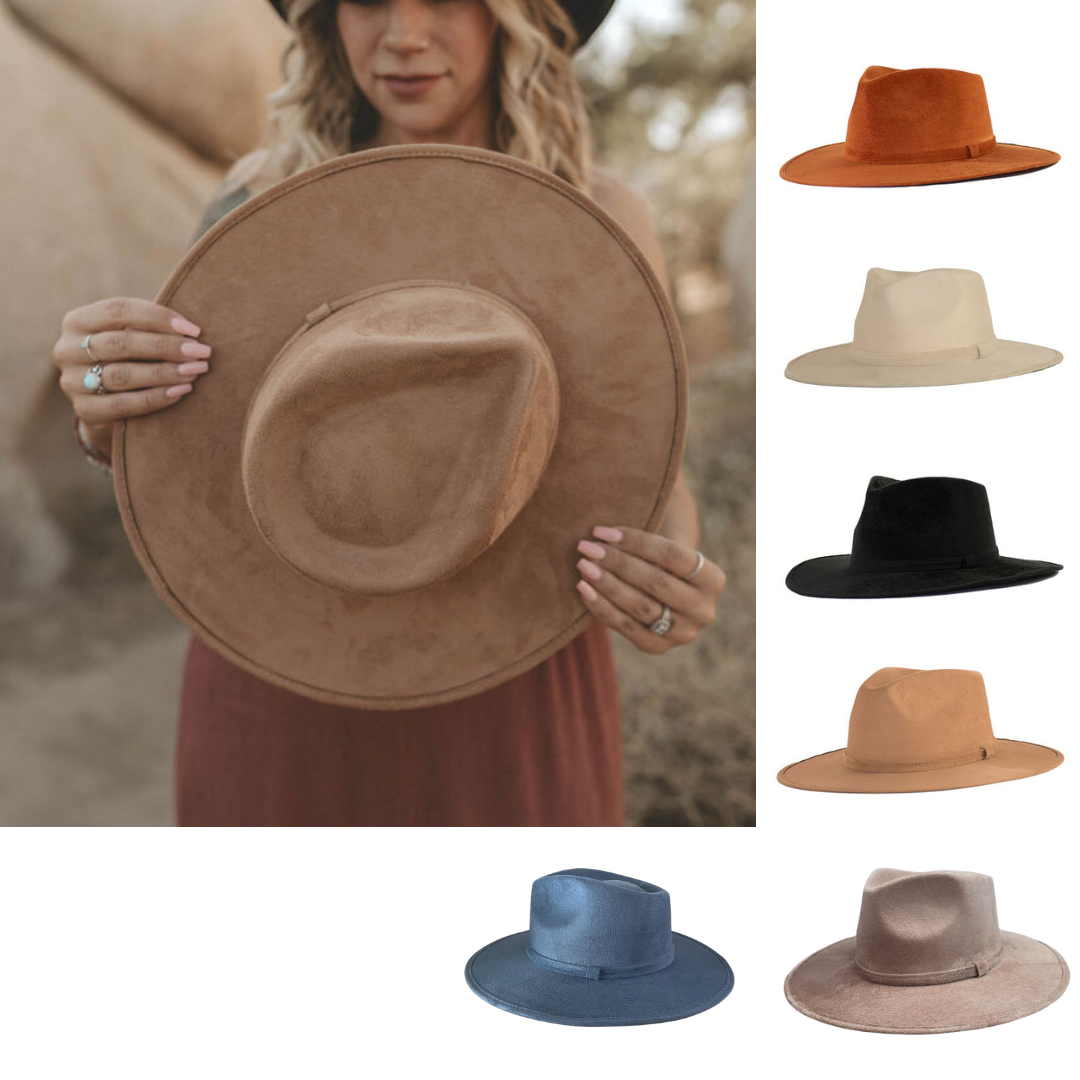 Vegan Suede Tear Drop Hat: Taupe