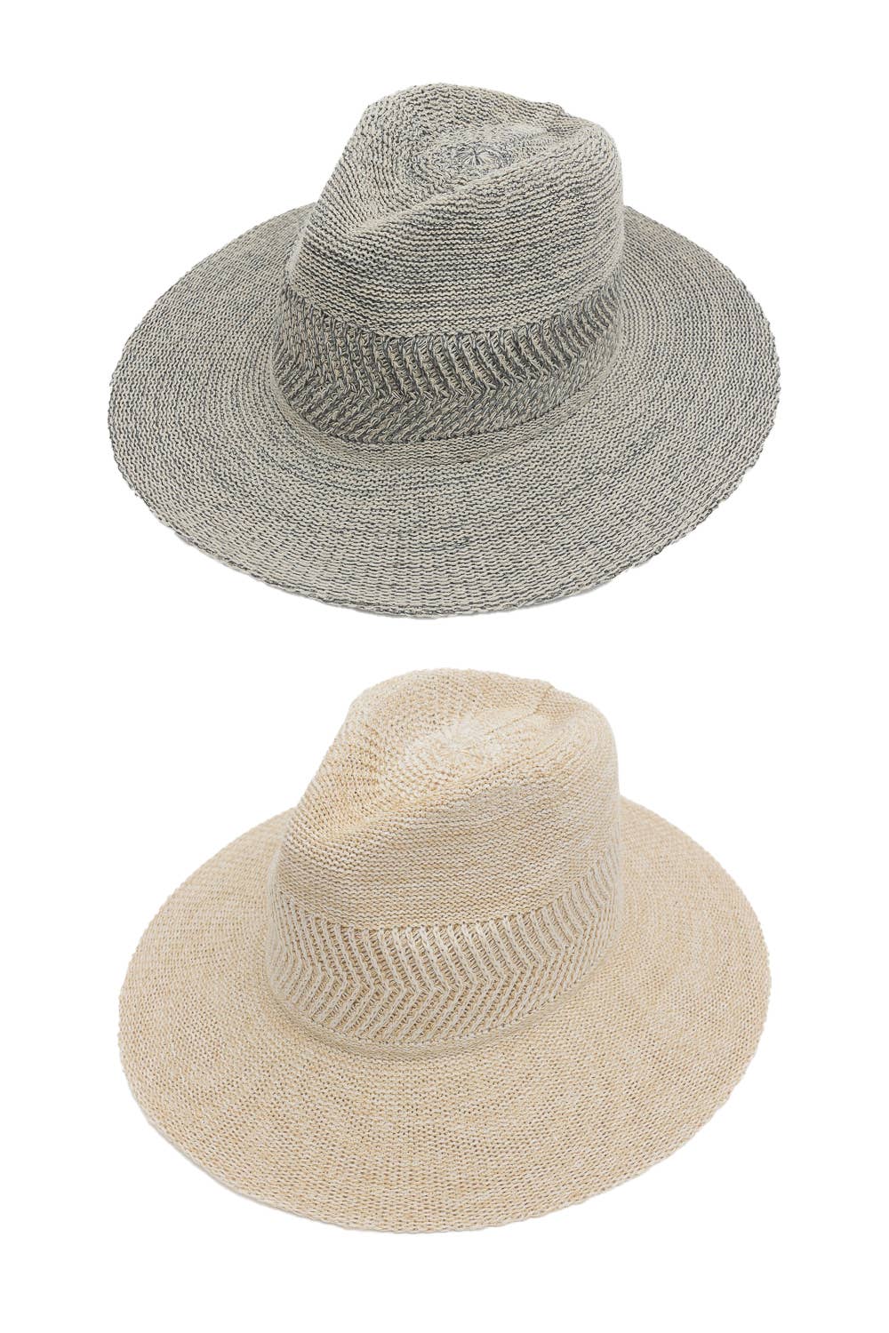 Pinched Front Wide Brim Western Style Hat: Natural
