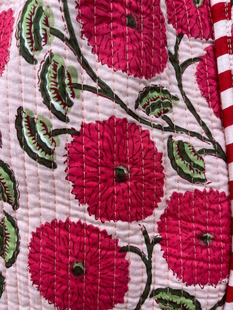 Women Shopping Bag Floral Printed Indian Cotton Quilted Bags