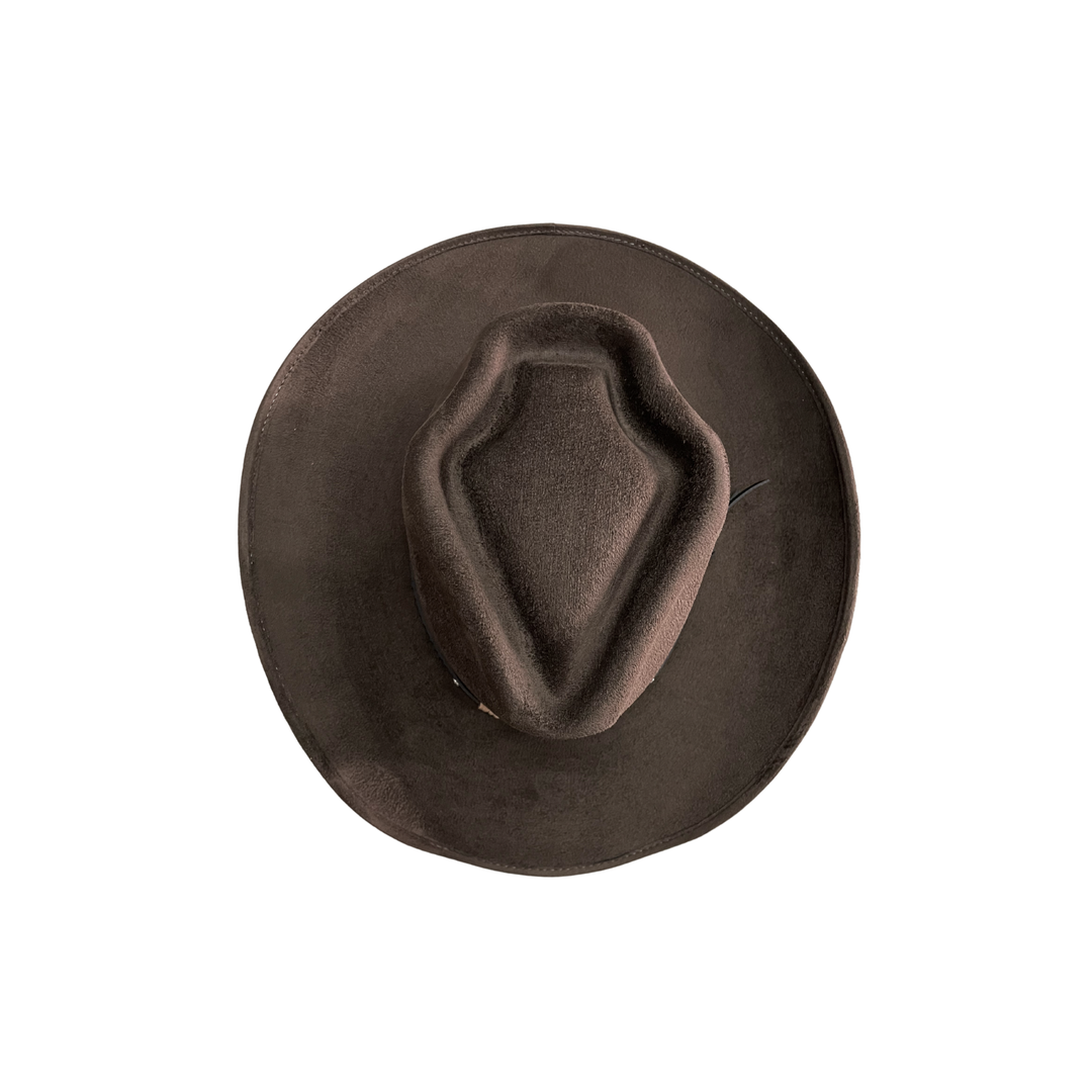 Unisex Vegan Suede Western Arrowhead Cowboy Hat: Taupe