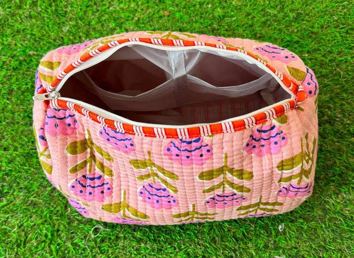 Small Floral Printed Bag Handmade Cotton Quilted Pouch Bags