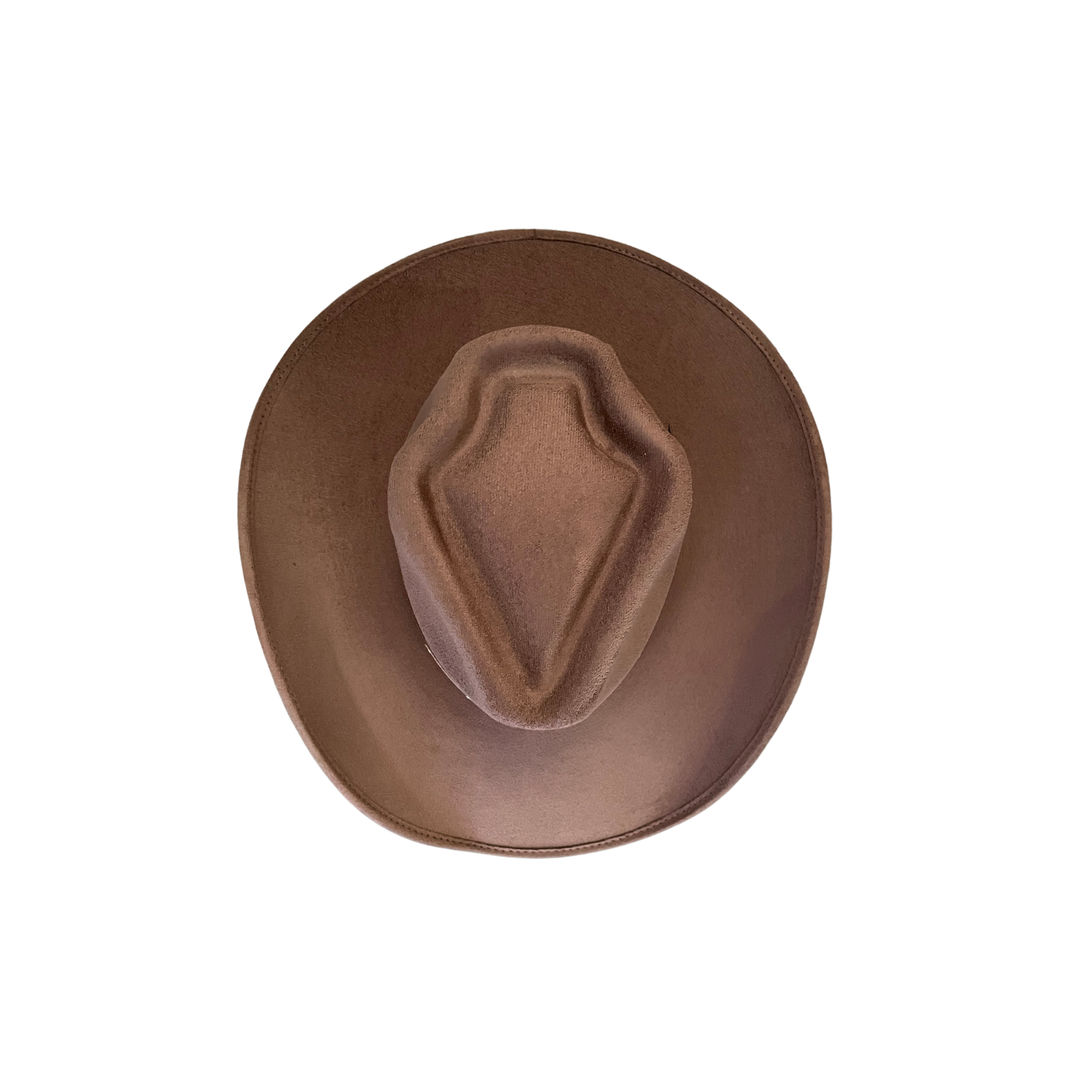 Unisex Vegan Suede Western Arrowhead Cowboy Hat: Taupe