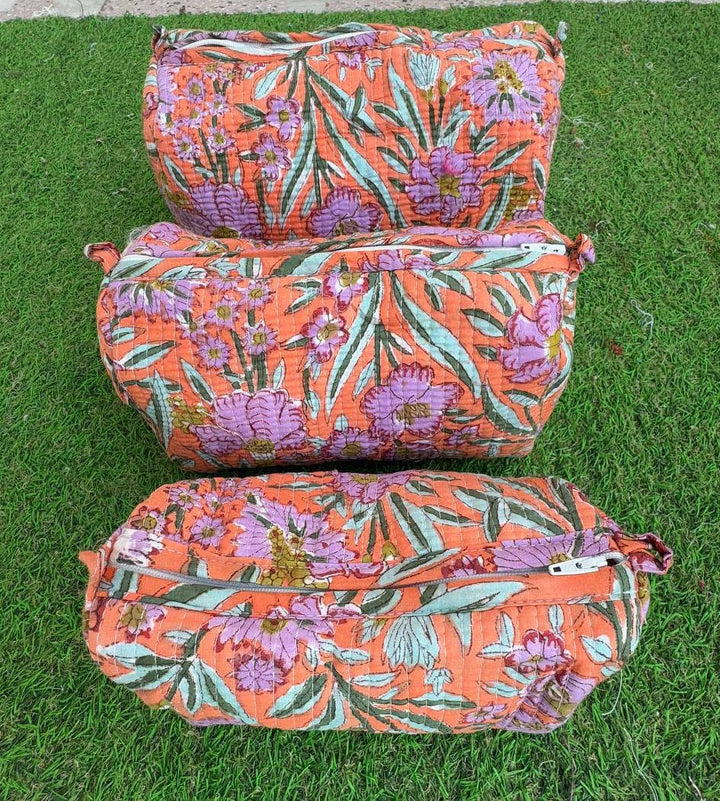 Handprint Toiletry Bag Women Bag Quilted Cotton Handmade Bag