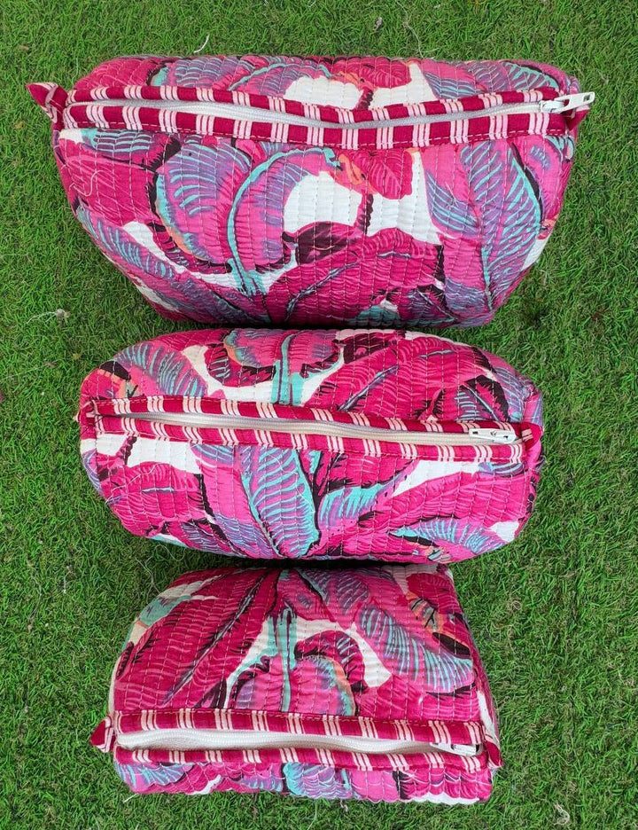 Leaf Print Beautiful Bag Cotton Bag Quilted Bag Cosmetic Bag