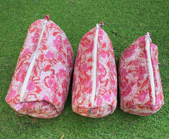 Pure Cotton Cosmetic Bag Floral Print Quilted Bag Women Bags