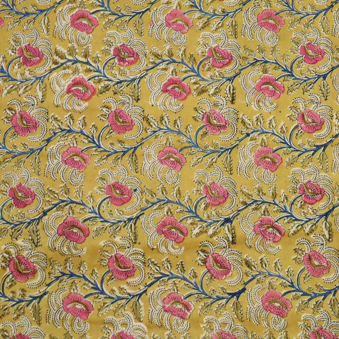 Kalamkari Cotton Bandana - Pink Flowers (KK1425)