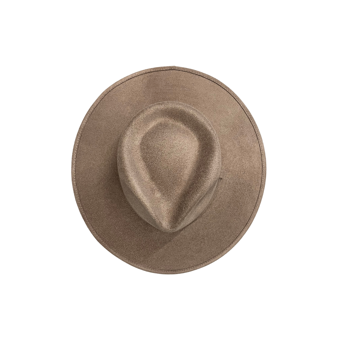 Vegan Suede Tear Drop Hat: Taupe