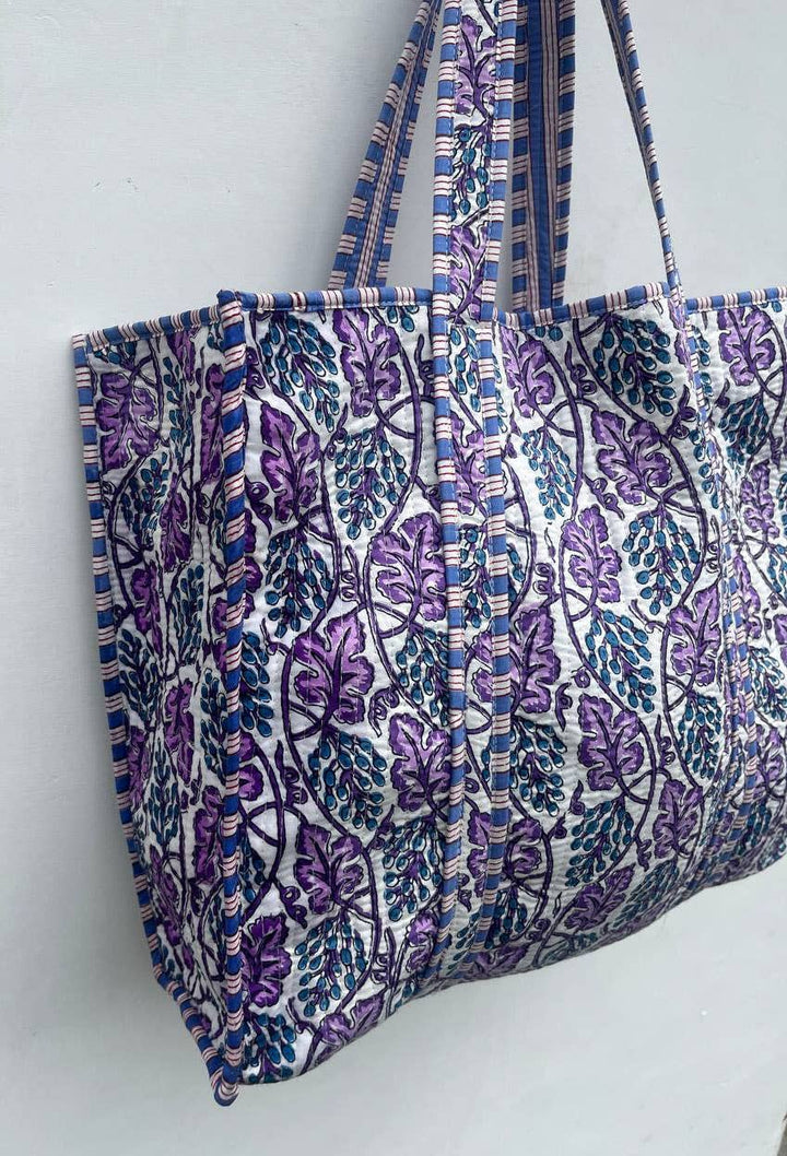 New Quilted Cotton Handprinted Reversible Floral Printed Bag