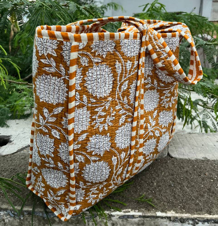 Colorful Travel Bag Floral Hand Block Printed Beautiful Bags