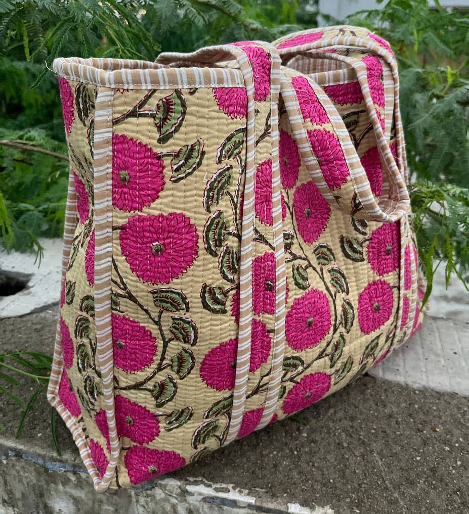 Make-up Bag Floral Printed Cotton Travel Quilted Grocery Bag