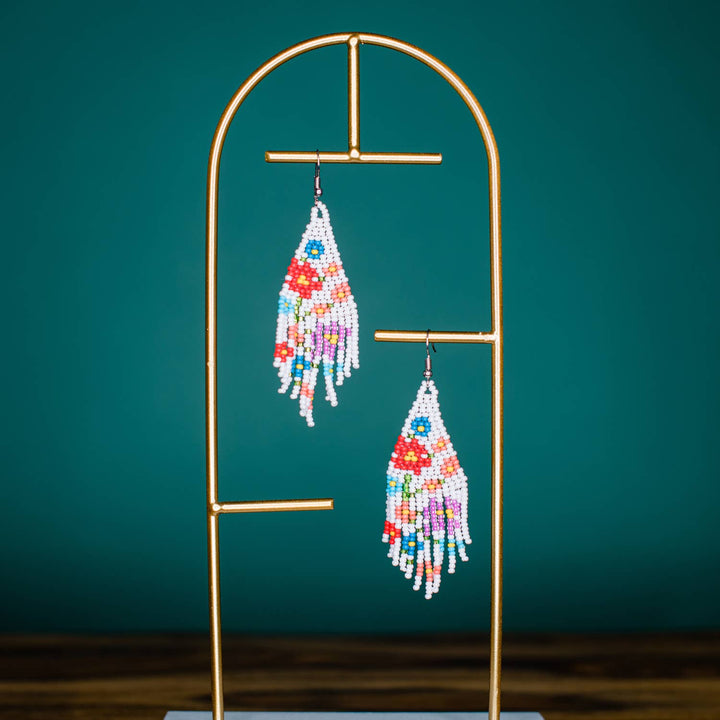 Flower Fringe Earrings: Turquoise