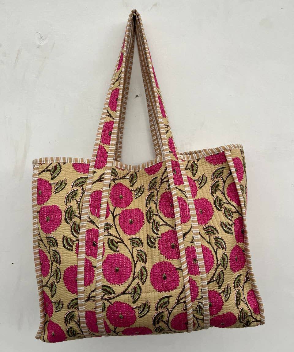 Make-up Bag Floral Printed Cotton Travel Quilted Grocery Bag