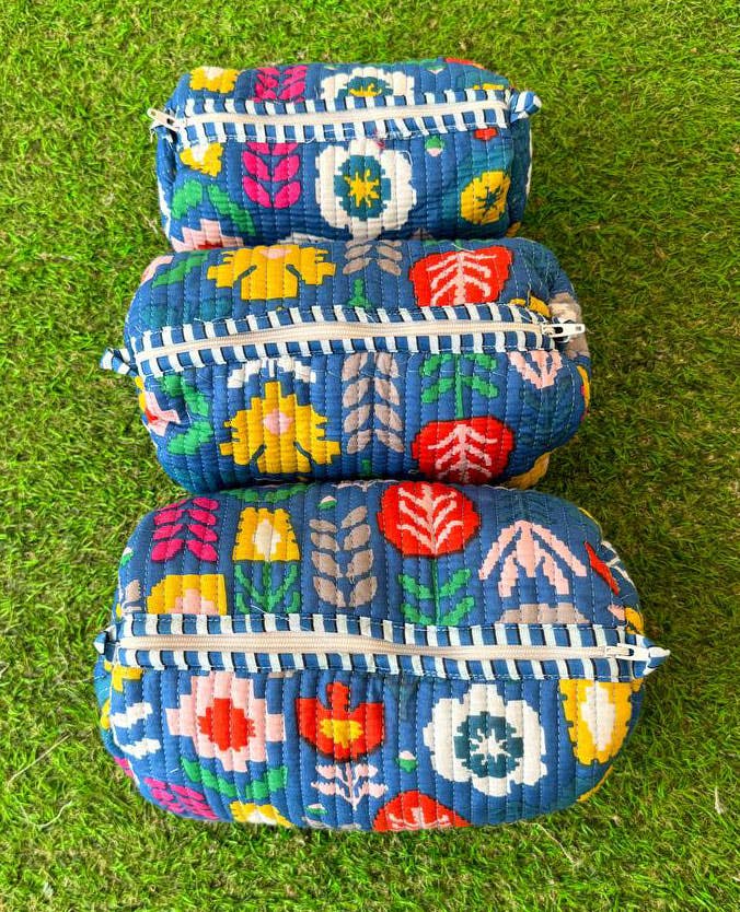 Multicolor Floral Design Cotton Bag Makeup Bag Women Bags