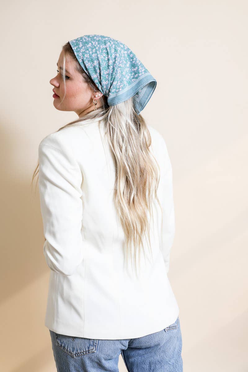 Cotton Field of Flowers Bandana - Muted Color Tones: Sage