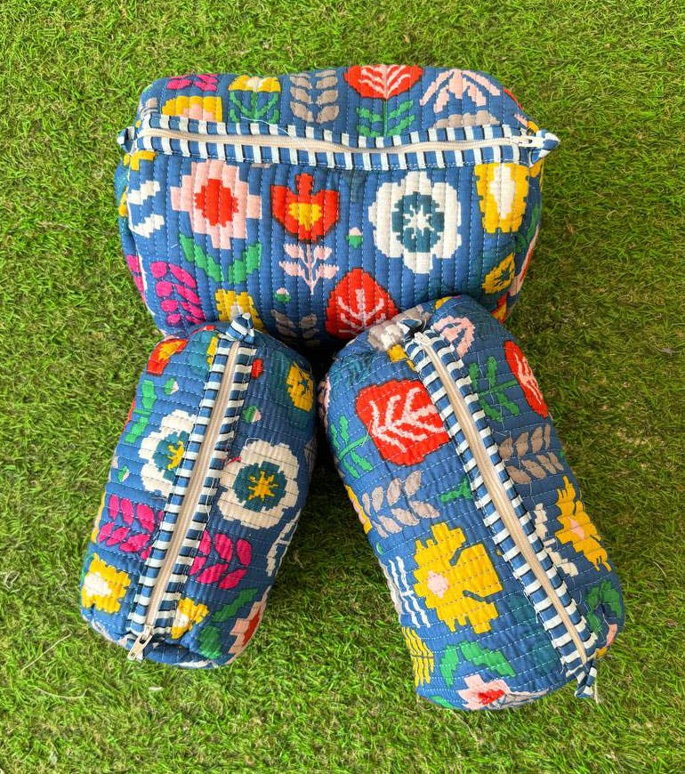 Multicolor Floral Design Cotton Bag Makeup Bag Women Bags