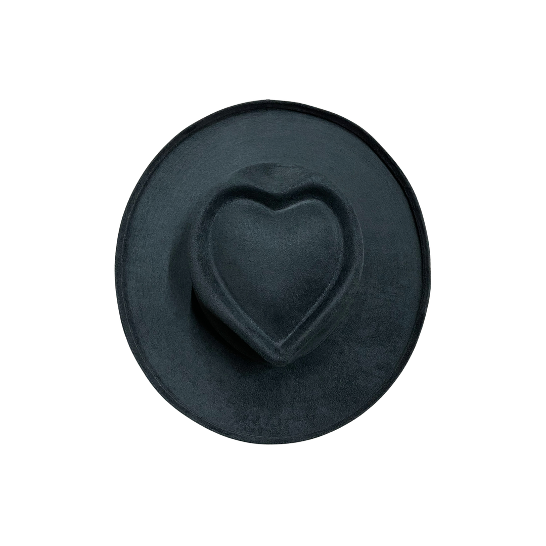 Vegan Suede Pencil Curl Brim Sweetheart Crown Fedora Hats: Taupe