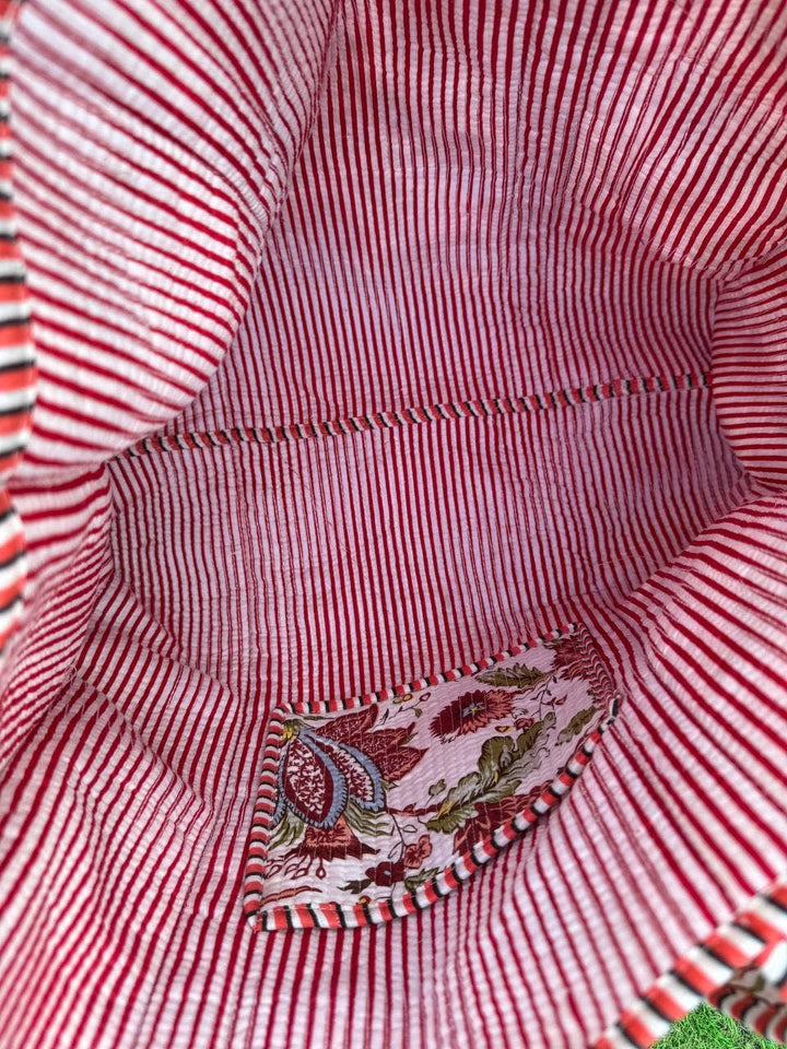 White Cotton Quilted Bag Beautiful Block Printed Women Bags