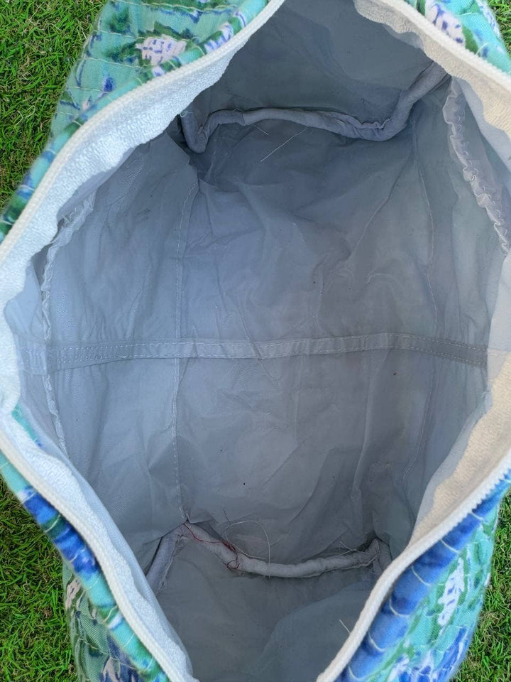 Sky Blue Block Printed Bag Indian Cotton Quilted Women Bags