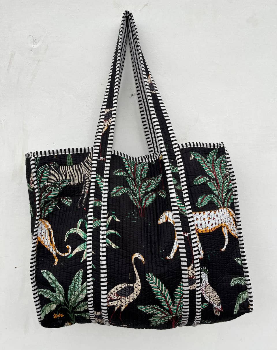 Jungle Printed Hand Bag Cotton Quilted Women Shoulder Bags