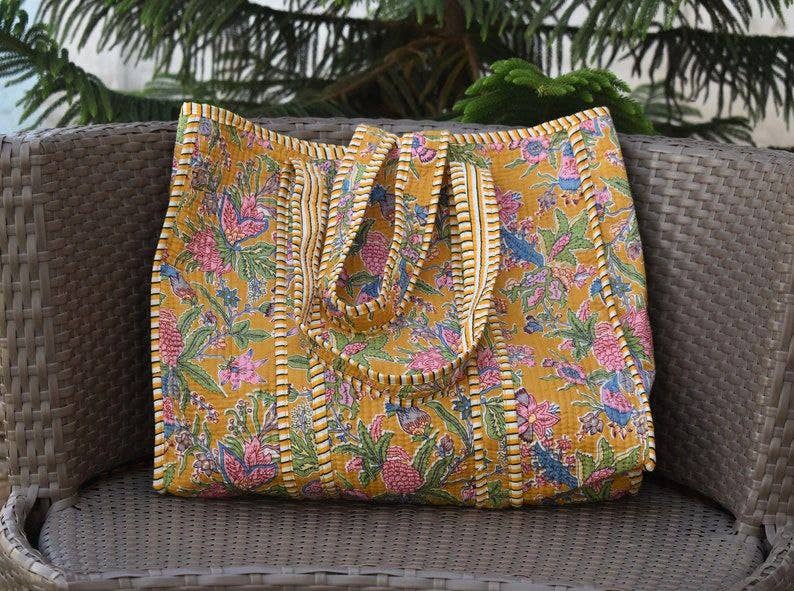 Bags Quilting Hand Block Tote Handmade Bag Fashion Women Bag