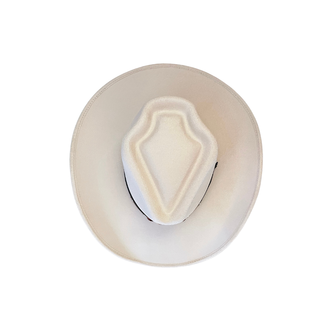 Unisex Vegan Suede Western Arrowhead Cowboy Hat: Taupe