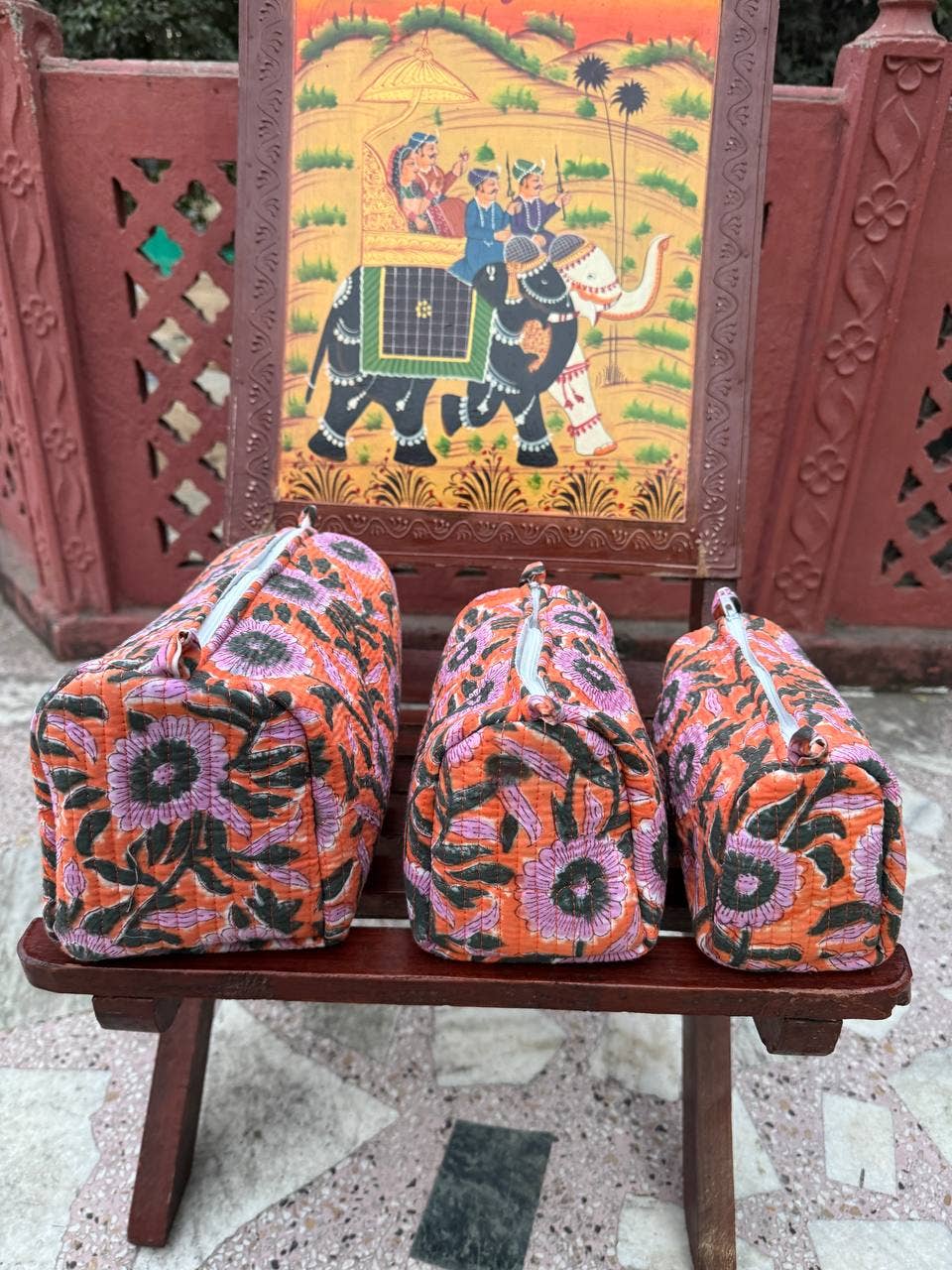 Cosmetic Bag Floral Print Indian Cotton Handmade Travel Bags