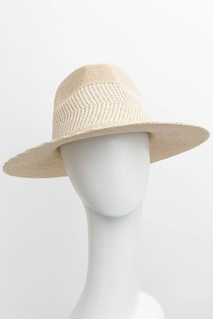 Pinched Front Wide Brim Western Style Hat: Natural
