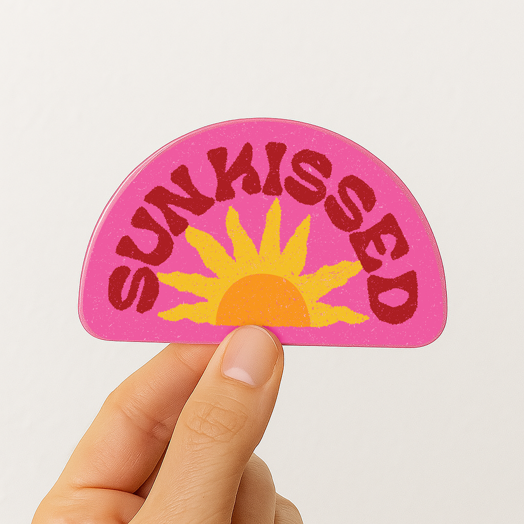 Sunkissed Vinyl Sticker | Retro Summer Sun | Pink sticker 3"