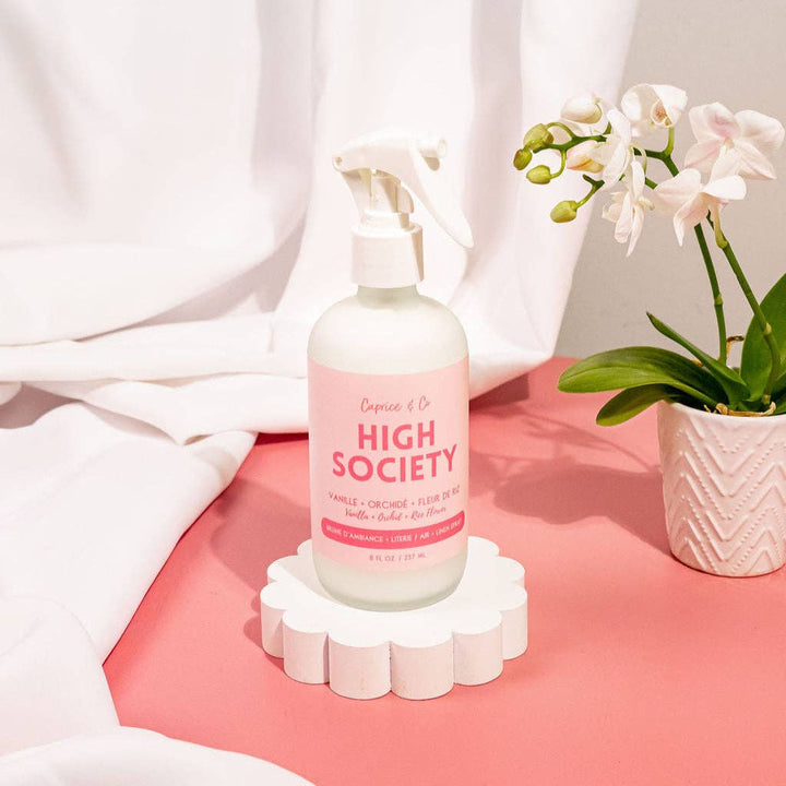 Linen + Room Spray - High Society - Vanilla + Orchid + Rice Flower