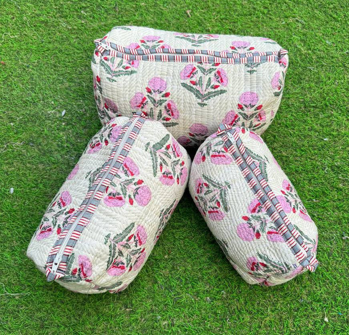 White Cotton Quilted Bag Hand Block Printed Bag Women Bags