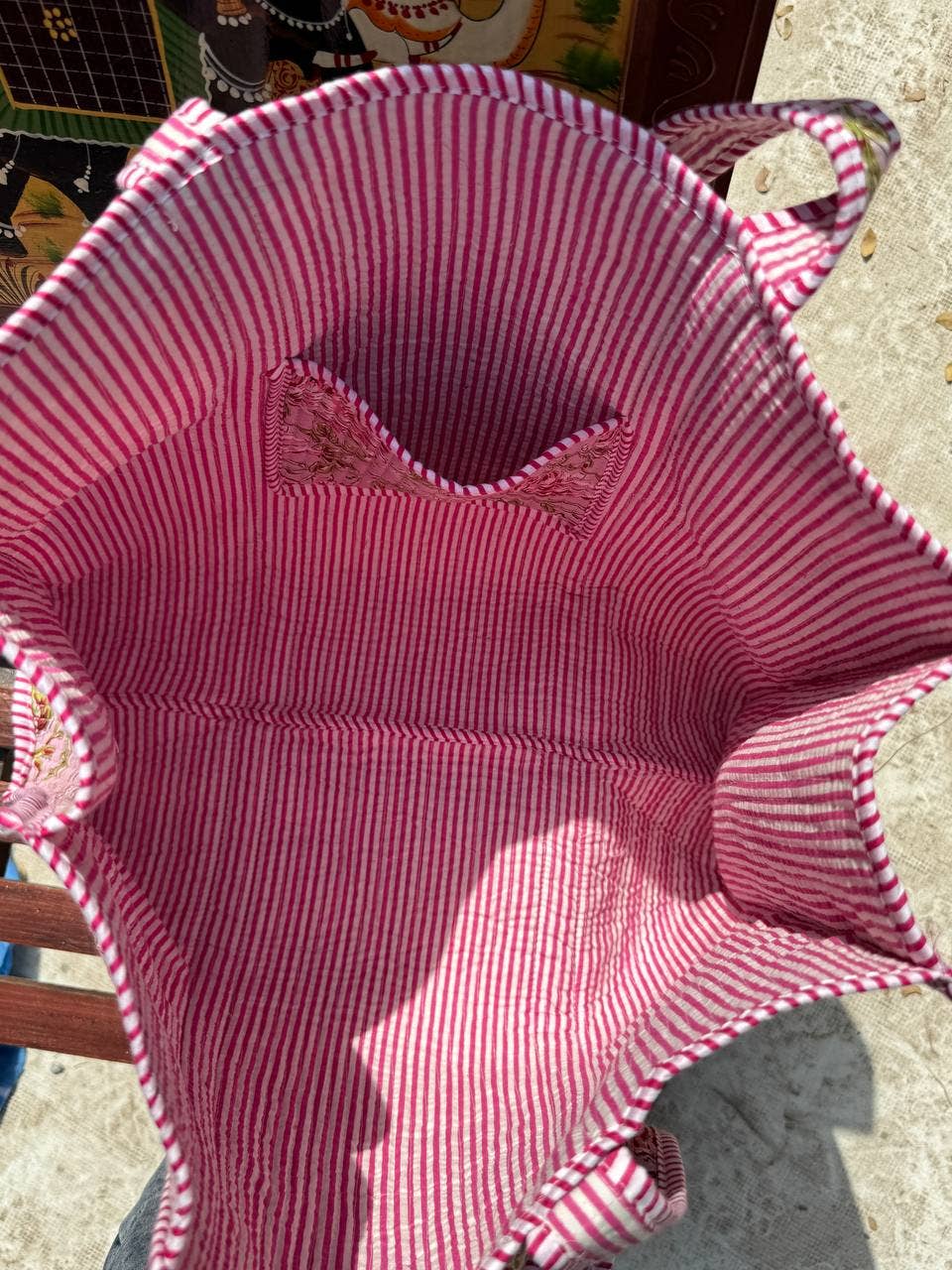 Large Cotton Floral Print Travel Bag Market Bag Shopping Bag