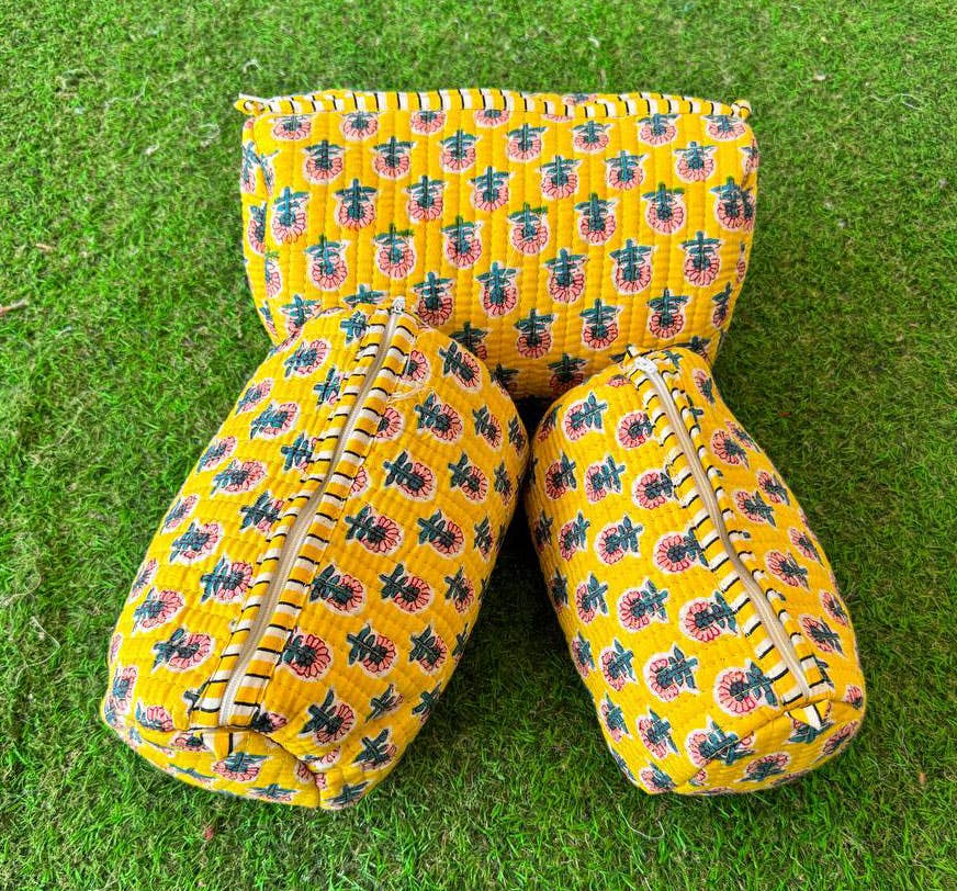 Printed Cotton Handmade Quilted Bag Toiletry Bag Travel Bags
