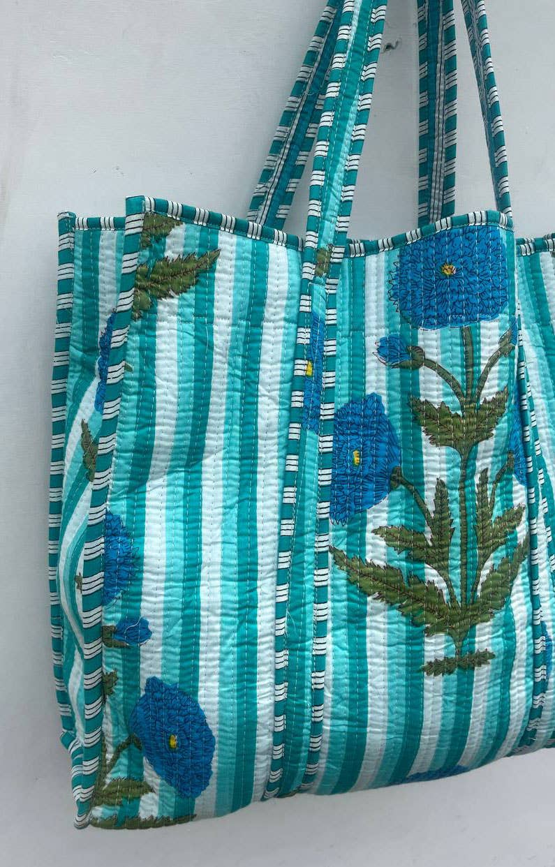 Bridal Shoulder Cotton Bags Floral Printed Quilted Shopping