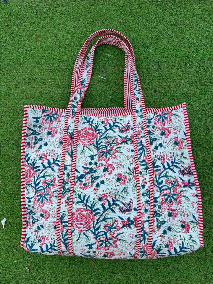 100% Cotton Floral Print Bag Women Shopping Bag Quilted Bags