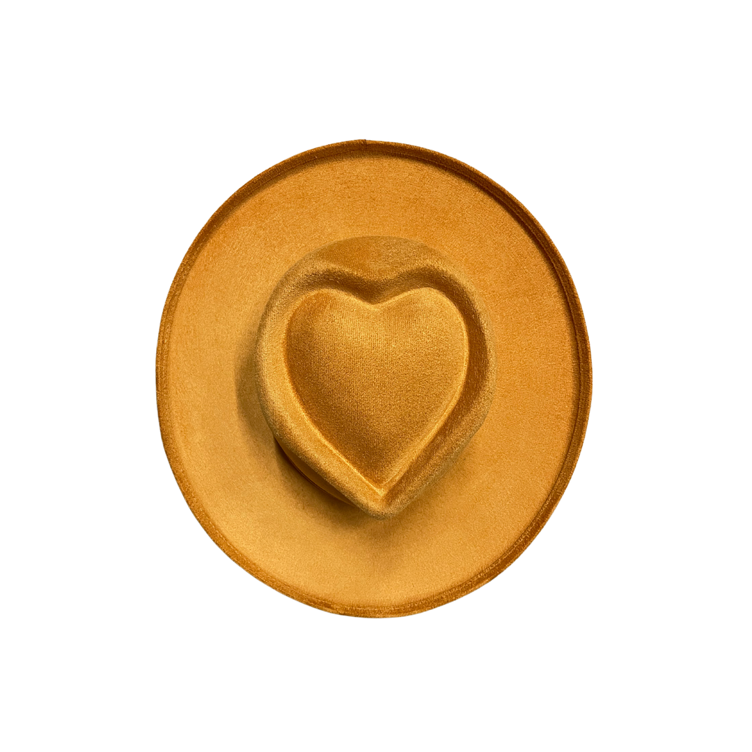 Vegan Suede Pencil Curl Brim Sweetheart Crown Fedora Hats: Taupe