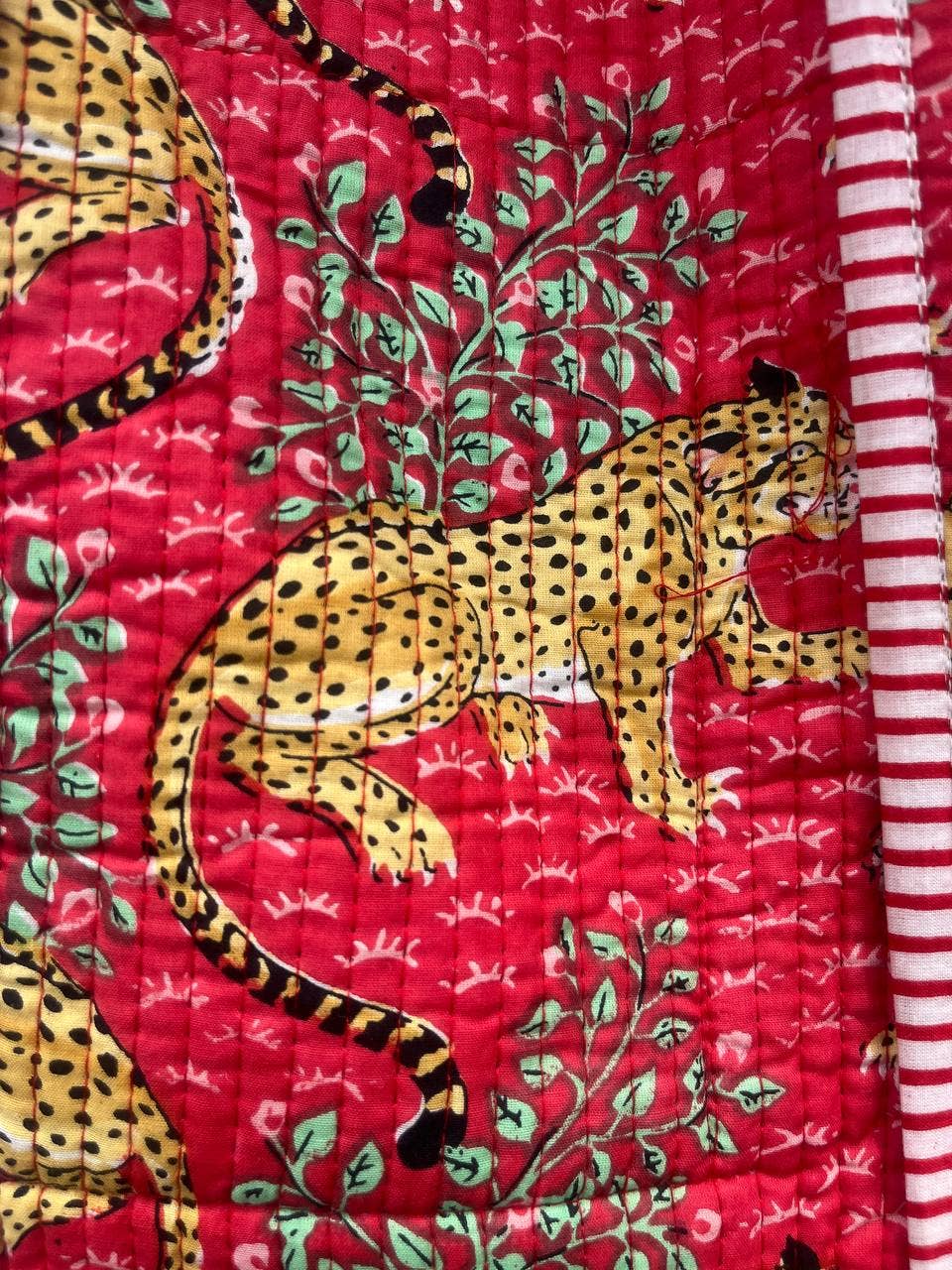 Tiger Printed Cotton Quilted Handbag Women Shoulder Bag Tote