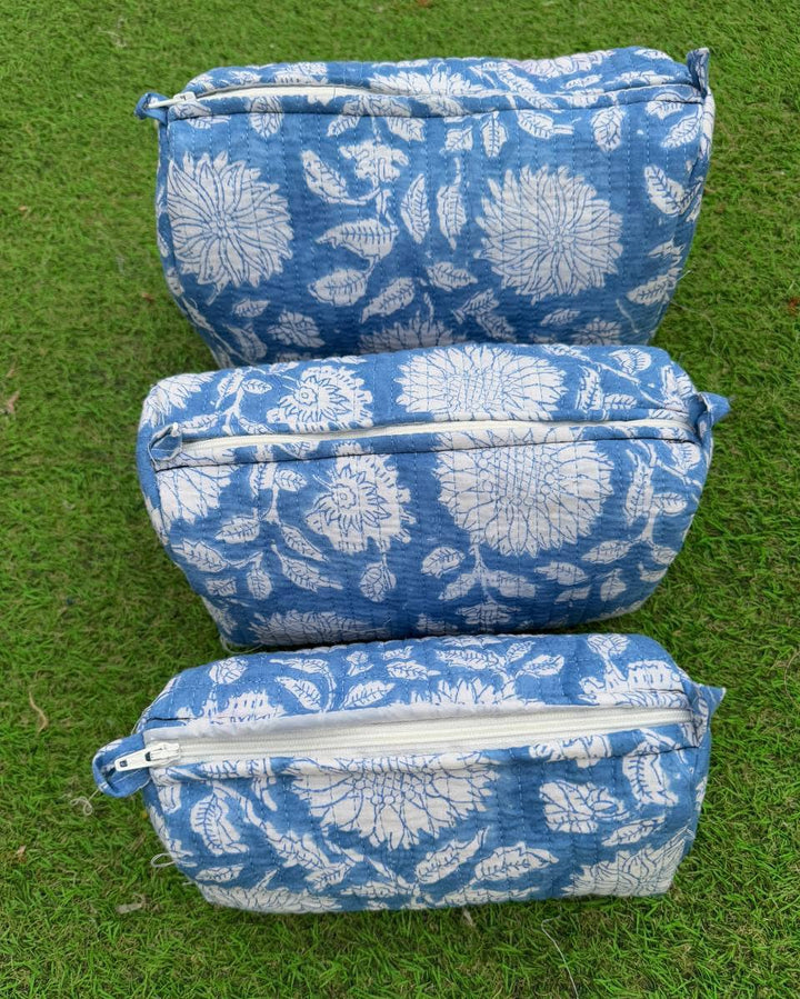 Cosmetic Bag Floral Print Indian Cotton Handmade Travel Bags