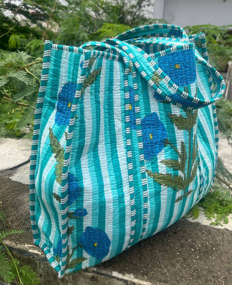 Bridal Shoulder Cotton Bags Floral Printed Quilted Shopping