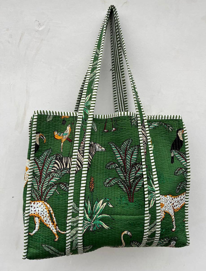 Animal Printed Cotton Quilted Jhola Bag Women Shopping Bags