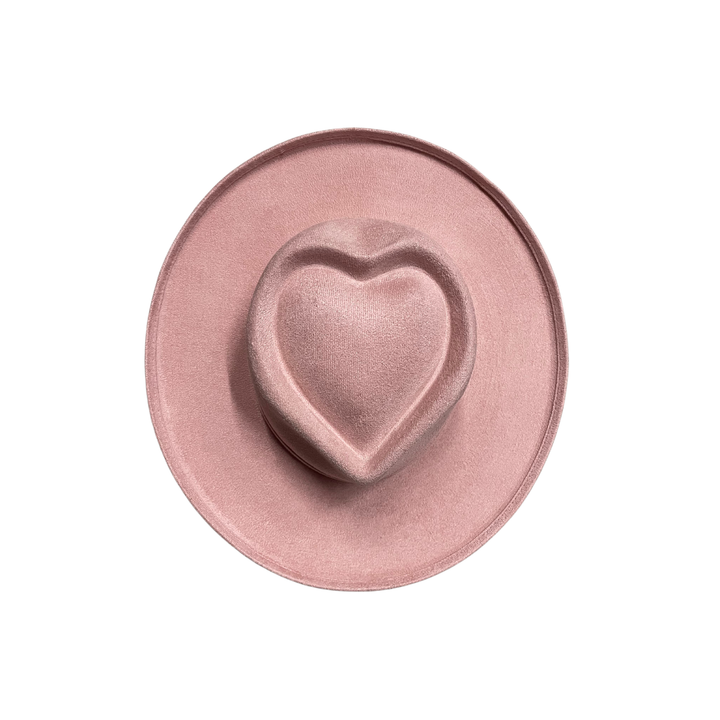 Vegan Suede Pencil Curl Brim Sweetheart Crown Fedora Hats: Taupe