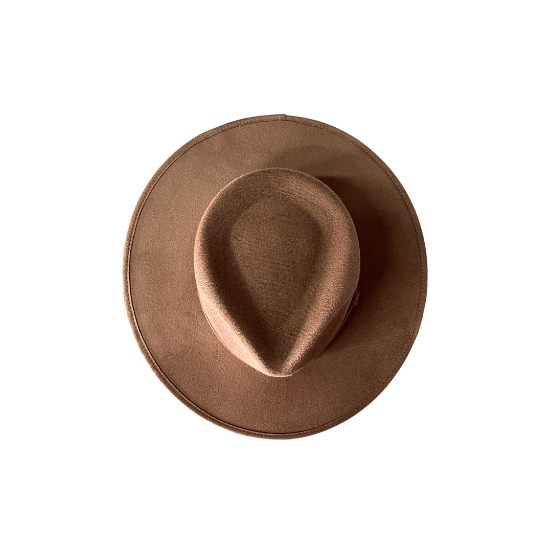 Vegan Suede Tear Drop Hat: Taupe