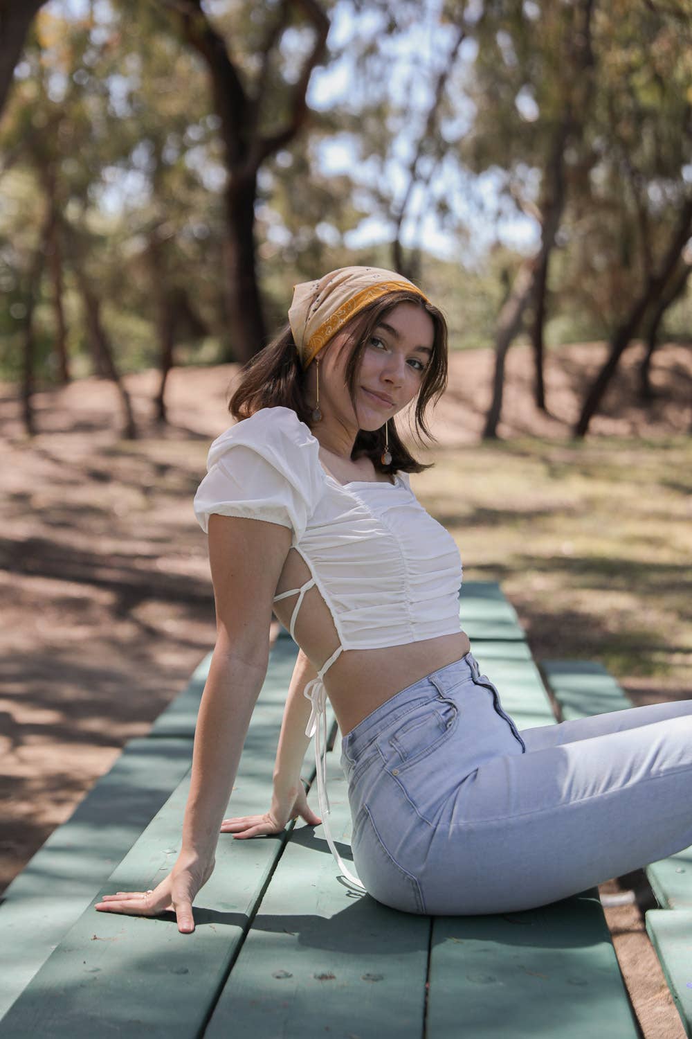 Vintage Two-Tone Bandana Scarf – Western-Inspired: Black/Mocha