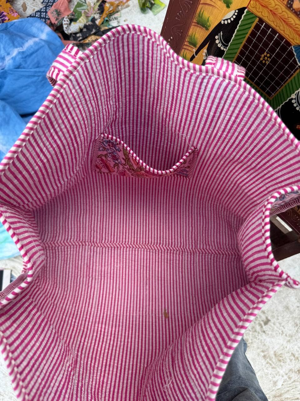 Shopping Bag Quilted Cotton Tote Bag Handprinted Women's Bag