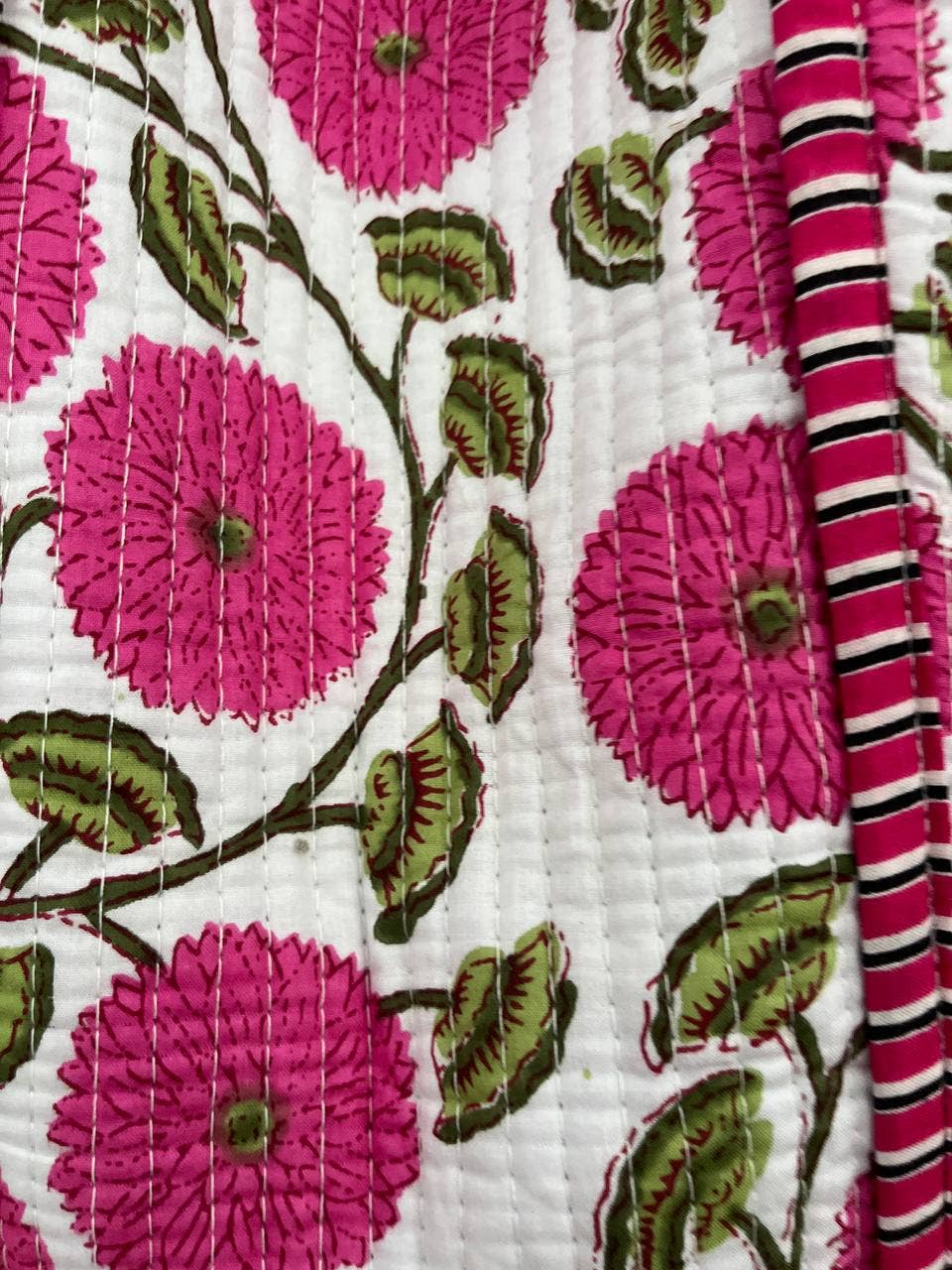 Handmade Cotton Indian Quilted Women Bag Floral Block Print