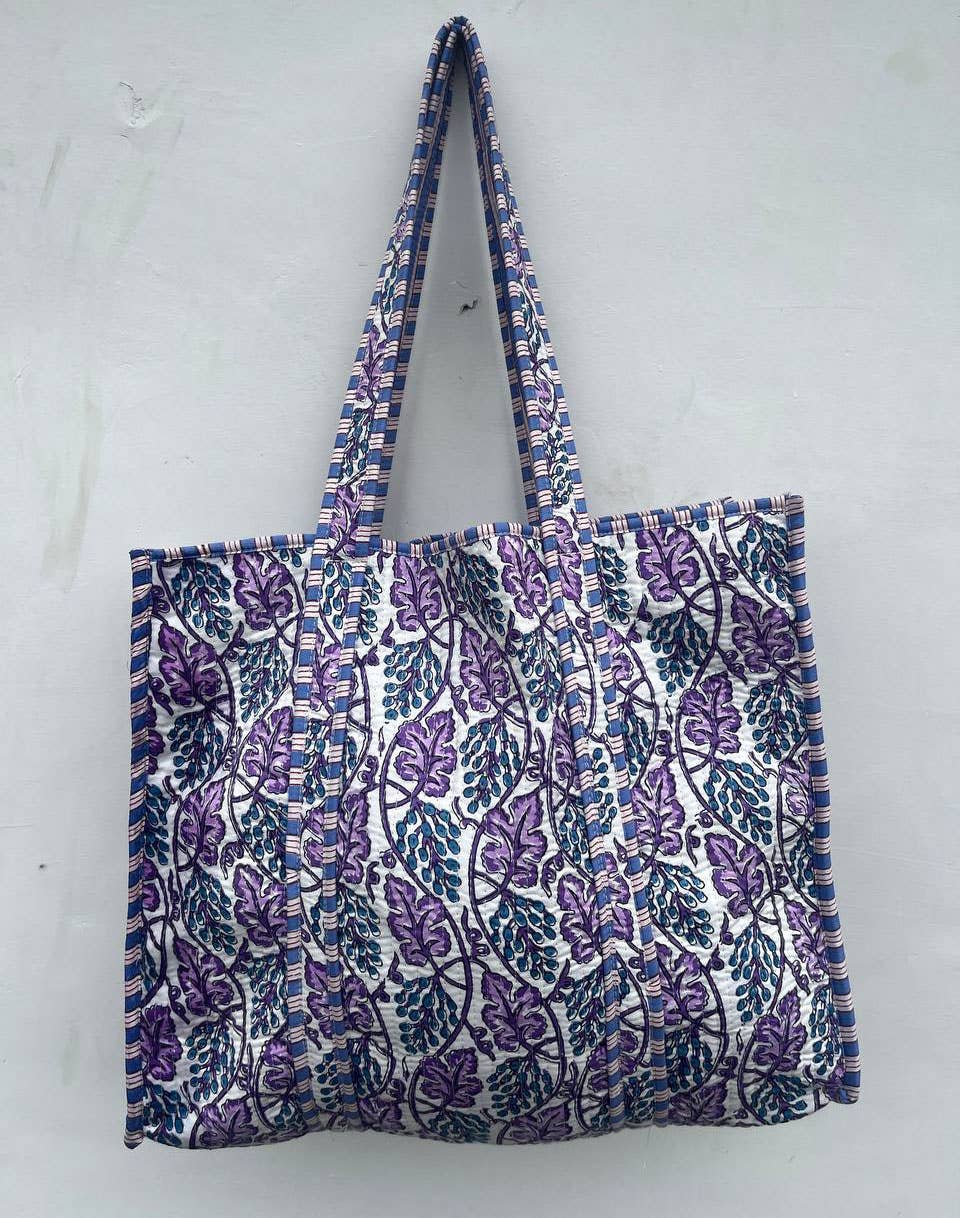 New Quilted Cotton Handprinted Reversible Floral Printed Bag