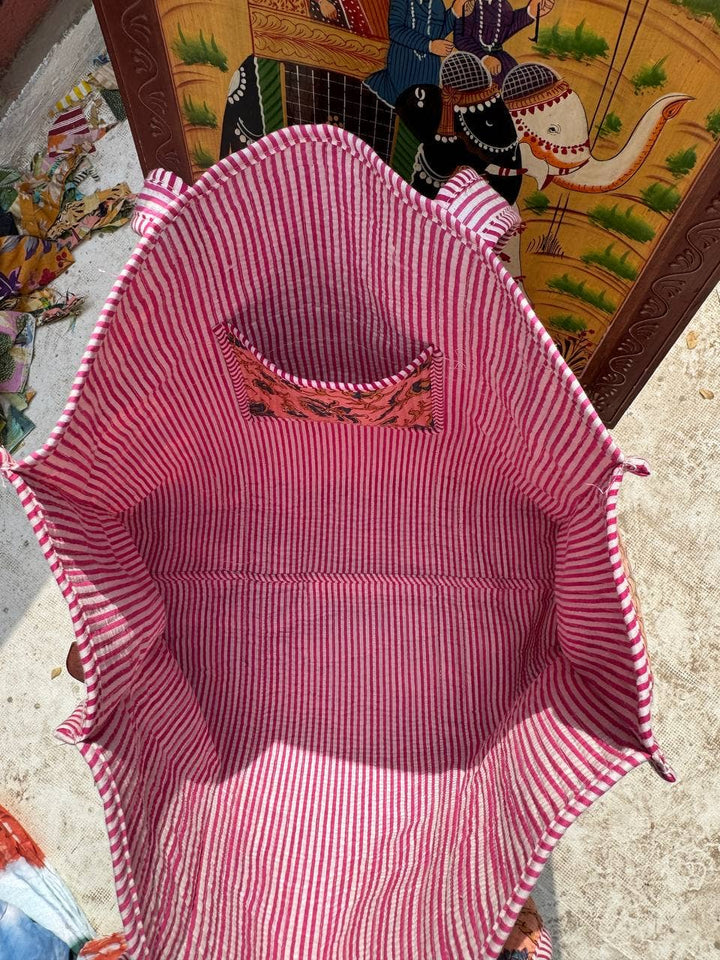 Handmade Cotton Bags Shopping Bag Quilted Printed Large Bags