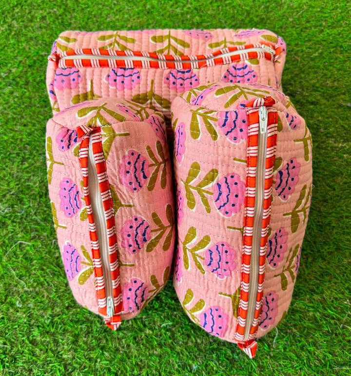 Small Floral Printed Bag Handmade Cotton Quilted Pouch Bags