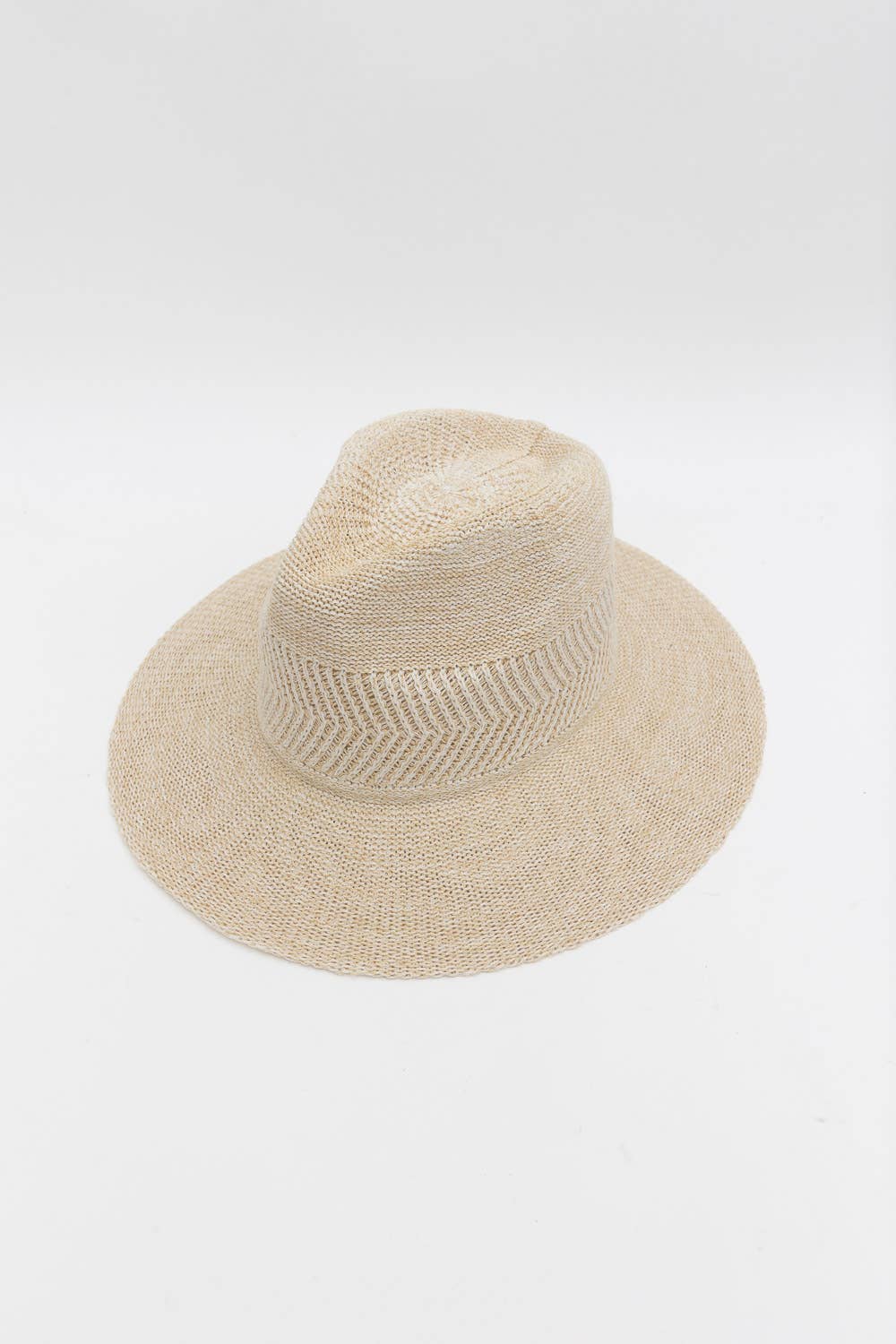 Pinched Front Wide Brim Western Style Hat: Natural