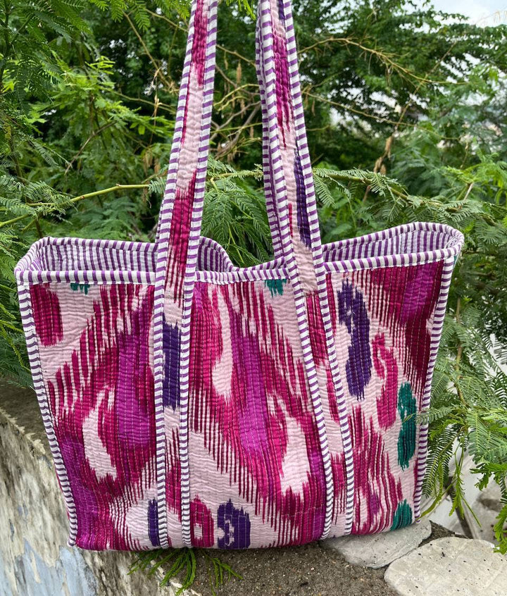 Ikat Print Hippie Bag Weekend Bag Cotton Quilted Carry Bags